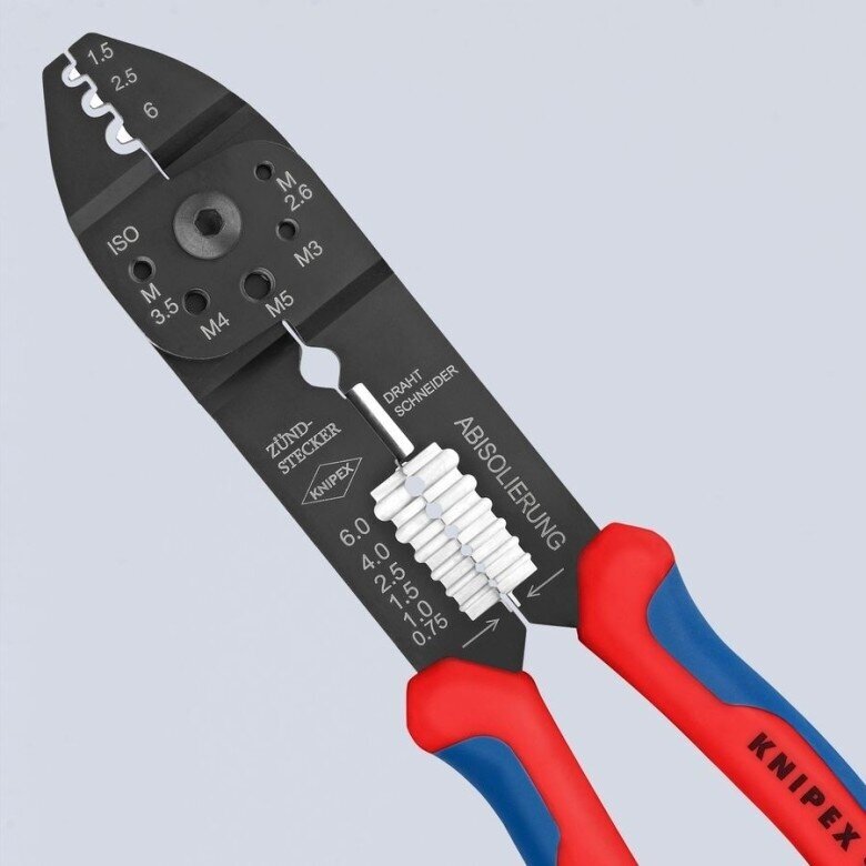 Replės laidų užspaudimui ir nuvalymui 230mm KNIPEX 3 Replės laidų užspaudimui ir nuvalymui 230mm KNIPEX 3