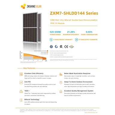 Saulės modulis 550W ZNSSHINE ZS550W-SR-BIFACIAL