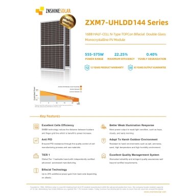 Saulės modulis ZNSHINE 570W SILVER FRAME ZS570W-SR-B