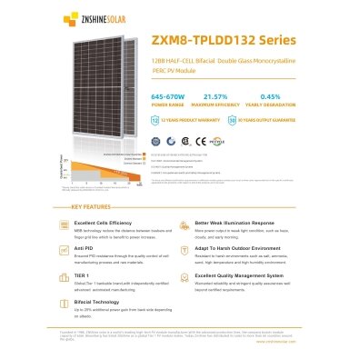 Saulės modulis ZNSHINE 660W SILVER FRAME ZS660W-SR-B