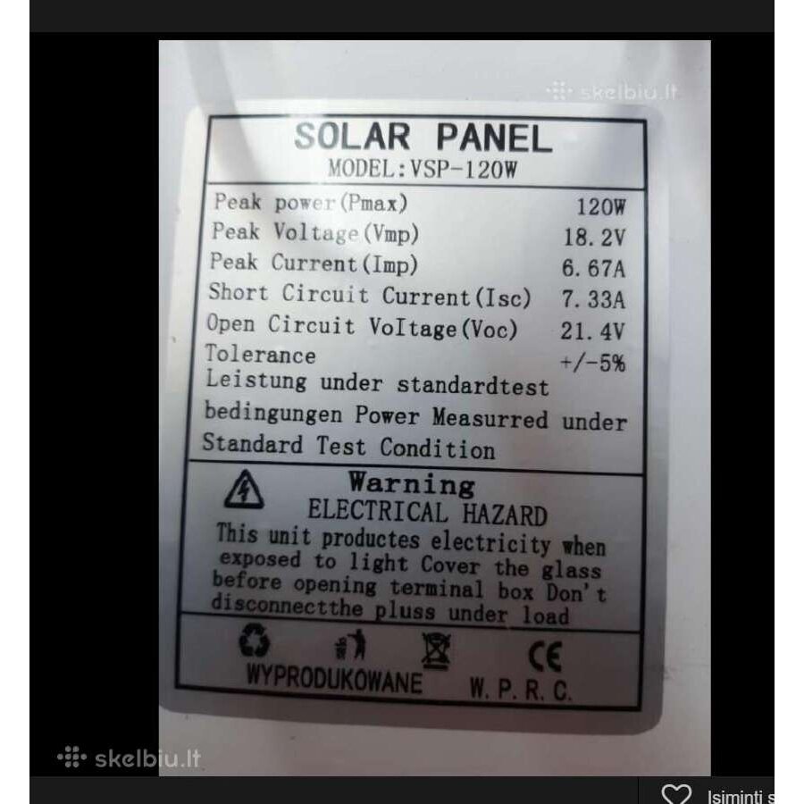 Saulės energijos plokštė 120W 3