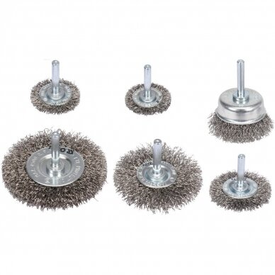 Šepečių vielinių su koteliu rinkinys (6vnt) INOX Šepečių vielinių su koteliu rinkinys (6vnt) INOX