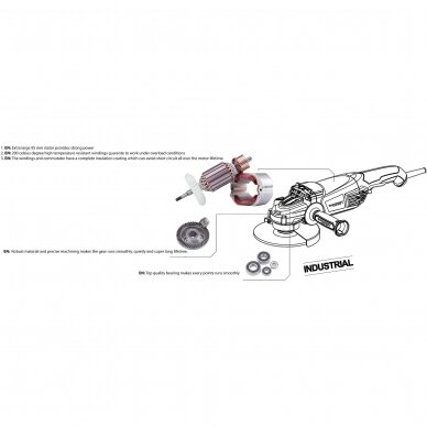 Elektrinis kampinis šlifuoklis 230mm 2400W 5 Elektrinis kampinis šlifuoklis 230mm 2400W 5
