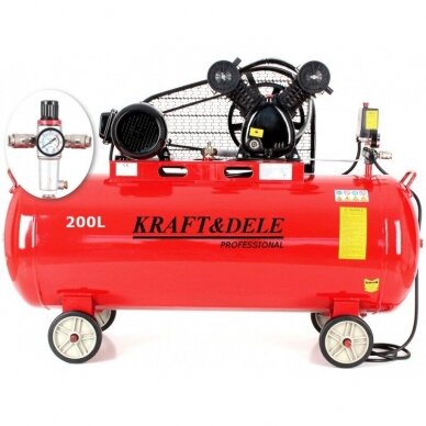 Stūmoklinis-diržinis oro kompresorius 200L 3,8kW, KD1473 Stūmoklinis-diržinis oro kompresorius 200L 3,8kW, KD1473