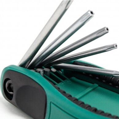 Sulankstomų TORX raktų rinkinys 8vnt. (TT9-T40) su kiauryme 4 Sulankstomų TORX raktų rinkinys 8vnt. (TT9-T40) su kiauryme 4