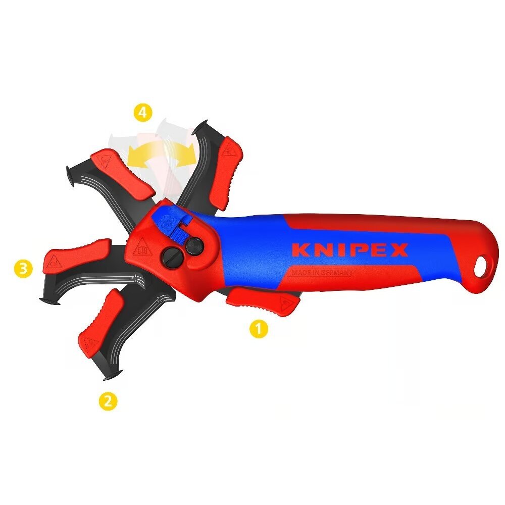 Terkšlinis kabelio nužievinimo peilis su kreipiančiąją KNIPEX 1