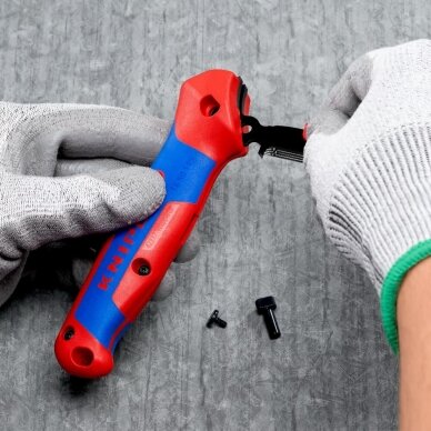 Terkšlinis kabelio nužievinimo peilis su kreipiančiąją KNIPEX 8 Terkšlinis kabelio nužievinimo peilis su kreipiančiąją KNIPEX 8