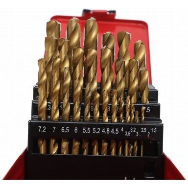 Titano grąžtai metalui, 29 vnt. KD10344 Titano grąžtai metalui, 29 vnt. KD10344