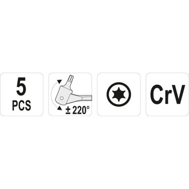TORX lanksčių raktų rinkinys (5vnt) T15-T60