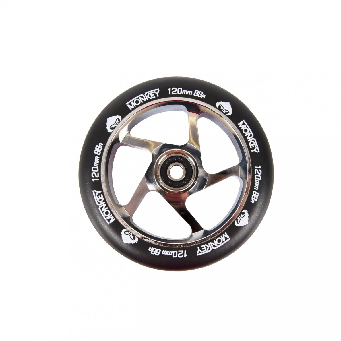 Triukinio paspirtuko ratukas Monkey 5-spoke black on chrome 120mm