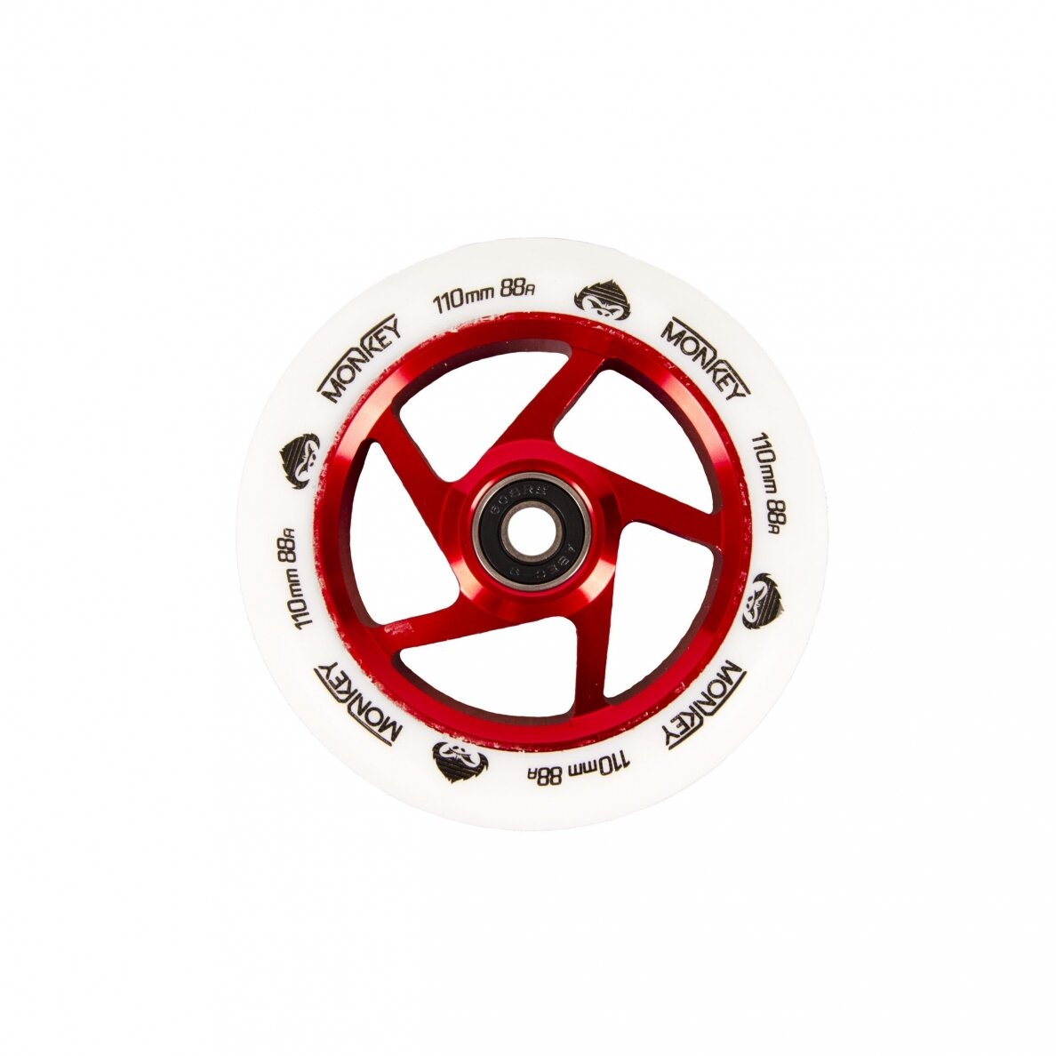 Triukinio paspirtuko ratukas Monkey 5-spoke white on red 110mm Triukinio paspirtuko ratukas Monkey 5-spoke white on red 110mm