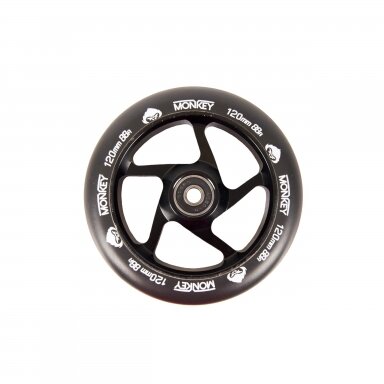 Triukinio paspirtuko ratukas Monkey 5-spoke black on black 120mm Triukinio paspirtuko ratukas Monkey 5-spoke black on black 120mm