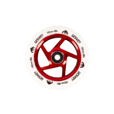 Triukinio paspirtuko ratukas Monkey 5-spoke white on red 110mm Triukinio paspirtuko ratukas Monkey 5-spoke white on red 110mm