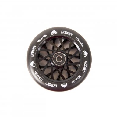 Triukinio paspirtuko ratukas Monkey double spokes black on black 110mm Triukinio paspirtuko ratukas Monkey double spokes black on black 110mm