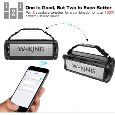 W-King D8 nešiojama Bluetooth kolonėlė 50W - 8000mAh (juoda) 3